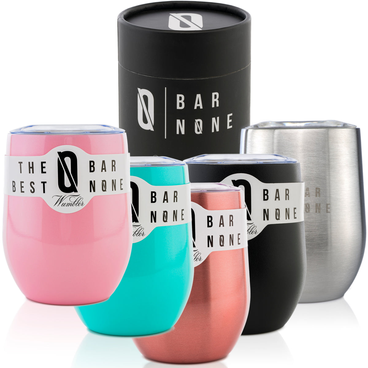 COMOOO Rose Gold Wine Tumbler 12oz Insulated Wine Cup 4 Pack with