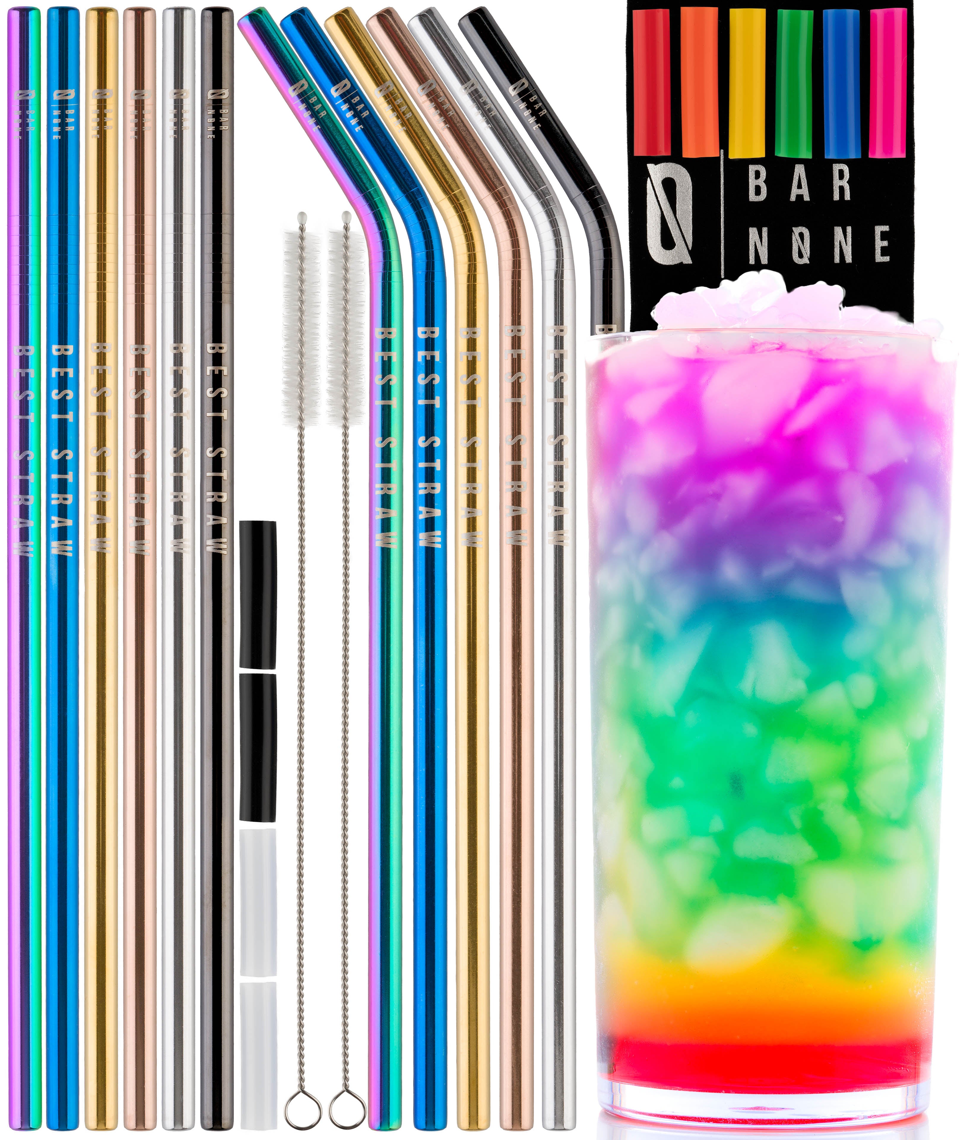 Home Basics Soft Silicone Tip Stainless Steel Straw Set, Multi-color, (Pack  of 10), Each - Ralphs