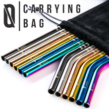 BAR N0NE Best Straws Set of 12 | 10.5" Long Wide Stainless Steel Metal Drinking Straws with Cleaning Brushes