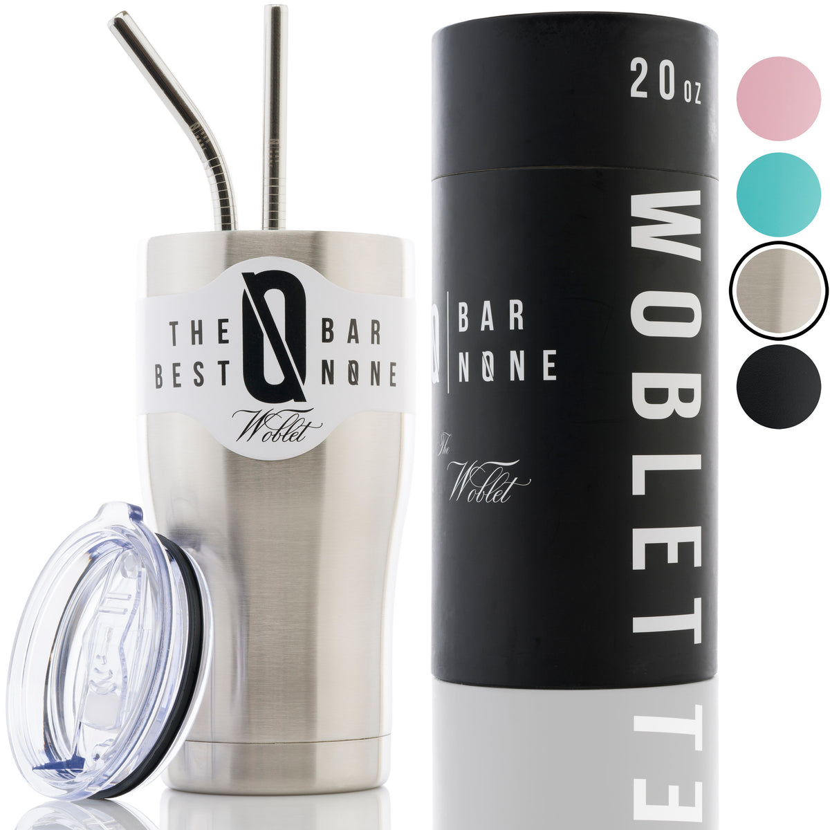 BAR N0NE Woblet | 20 oz Stainless Steel Travel Tumbler, Vacuum Insulat